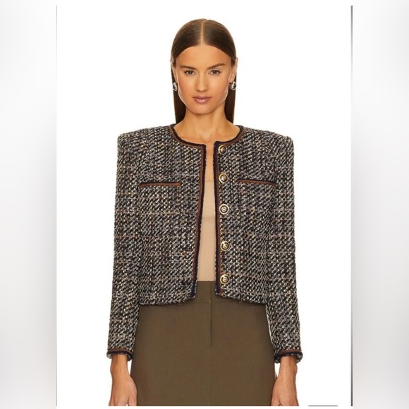 ♥️ SOLD♥️ VERONICA BEARD Lars button-embellished metallic tweed jacket - Picture 13 of 14